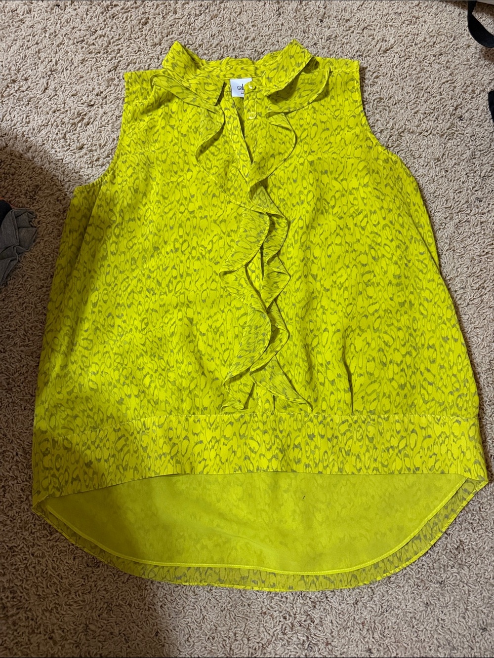 Cabi Sleeveless Ruffle Front Top - Bright Yellow
